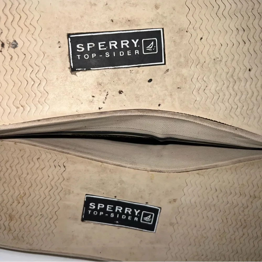Sperry Top-Siders Black Sequined Covered Deck Shoes w/Ribbon Laces